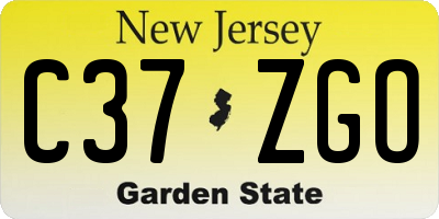 NJ license plate C37ZGO