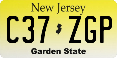 NJ license plate C37ZGP