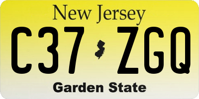 NJ license plate C37ZGQ