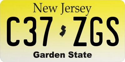 NJ license plate C37ZGS