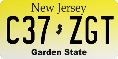 NJ license plate C37ZGT
