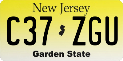 NJ license plate C37ZGU