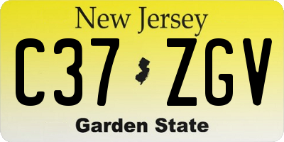 NJ license plate C37ZGV
