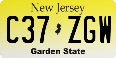NJ license plate C37ZGW