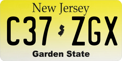 NJ license plate C37ZGX