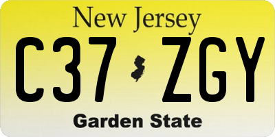 NJ license plate C37ZGY