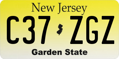 NJ license plate C37ZGZ