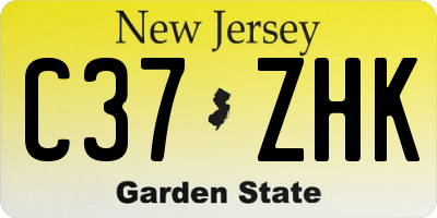 NJ license plate C37ZHK