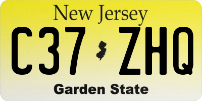 NJ license plate C37ZHQ