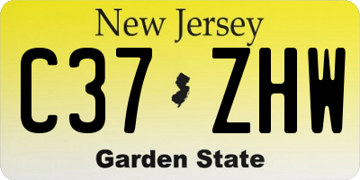 NJ license plate C37ZHW
