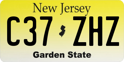 NJ license plate C37ZHZ