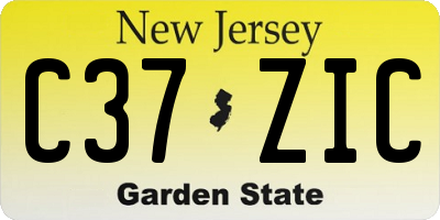 NJ license plate C37ZIC