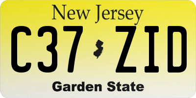 NJ license plate C37ZID