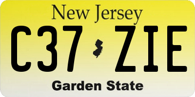 NJ license plate C37ZIE