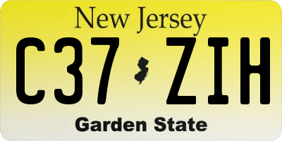 NJ license plate C37ZIH