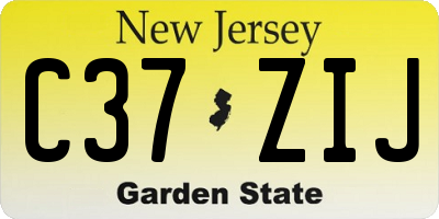 NJ license plate C37ZIJ