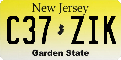 NJ license plate C37ZIK