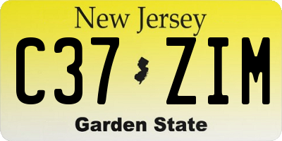 NJ license plate C37ZIM