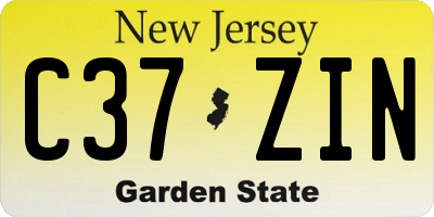 NJ license plate C37ZIN