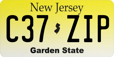 NJ license plate C37ZIP