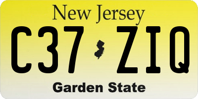 NJ license plate C37ZIQ