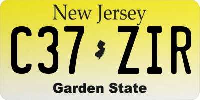 NJ license plate C37ZIR