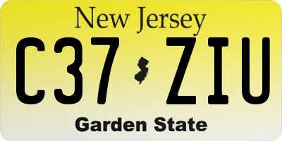 NJ license plate C37ZIU