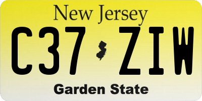 NJ license plate C37ZIW