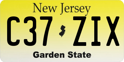 NJ license plate C37ZIX