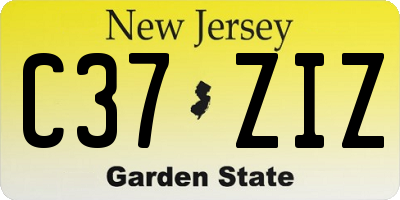 NJ license plate C37ZIZ