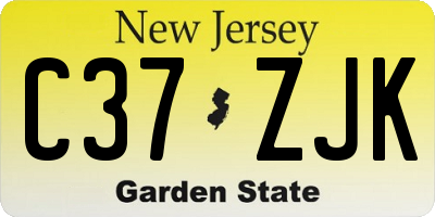 NJ license plate C37ZJK