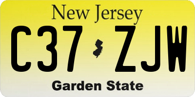 NJ license plate C37ZJW