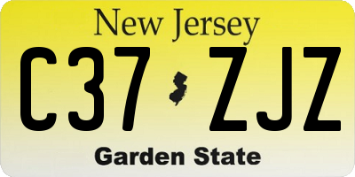 NJ license plate C37ZJZ