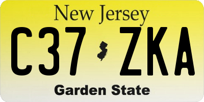 NJ license plate C37ZKA