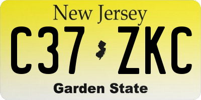 NJ license plate C37ZKC