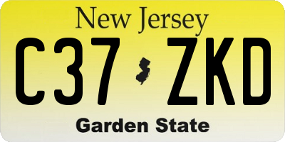 NJ license plate C37ZKD