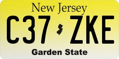 NJ license plate C37ZKE