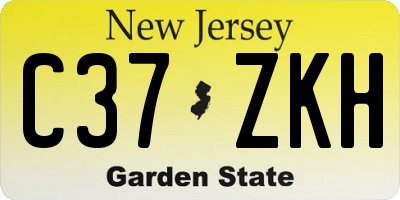 NJ license plate C37ZKH