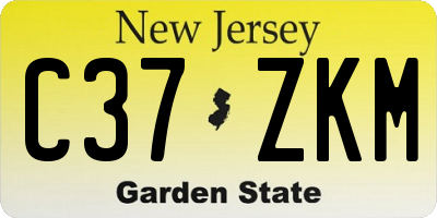 NJ license plate C37ZKM