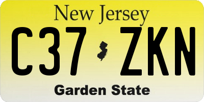 NJ license plate C37ZKN