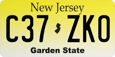 NJ license plate C37ZKO