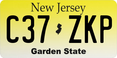 NJ license plate C37ZKP