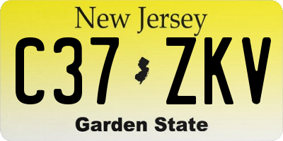 NJ license plate C37ZKV