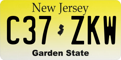 NJ license plate C37ZKW