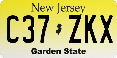 NJ license plate C37ZKX