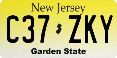 NJ license plate C37ZKY