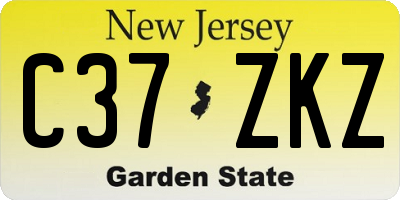 NJ license plate C37ZKZ