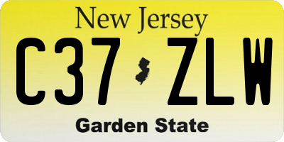 NJ license plate C37ZLW