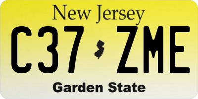 NJ license plate C37ZME