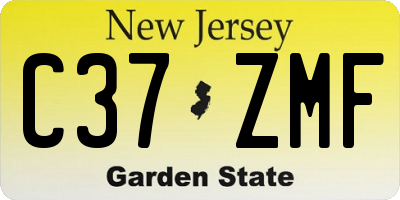 NJ license plate C37ZMF
